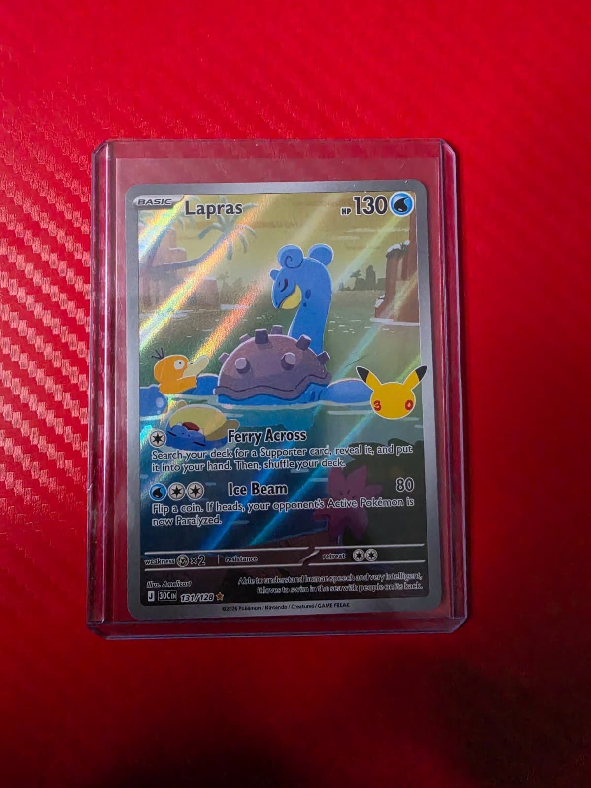 Pokemon Lapras 131/128 30th Celebration Illustration Rare Near Mint