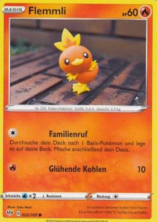 Flemmli 022/189 Pokemon Flammende Finsternis Karte Deutsch