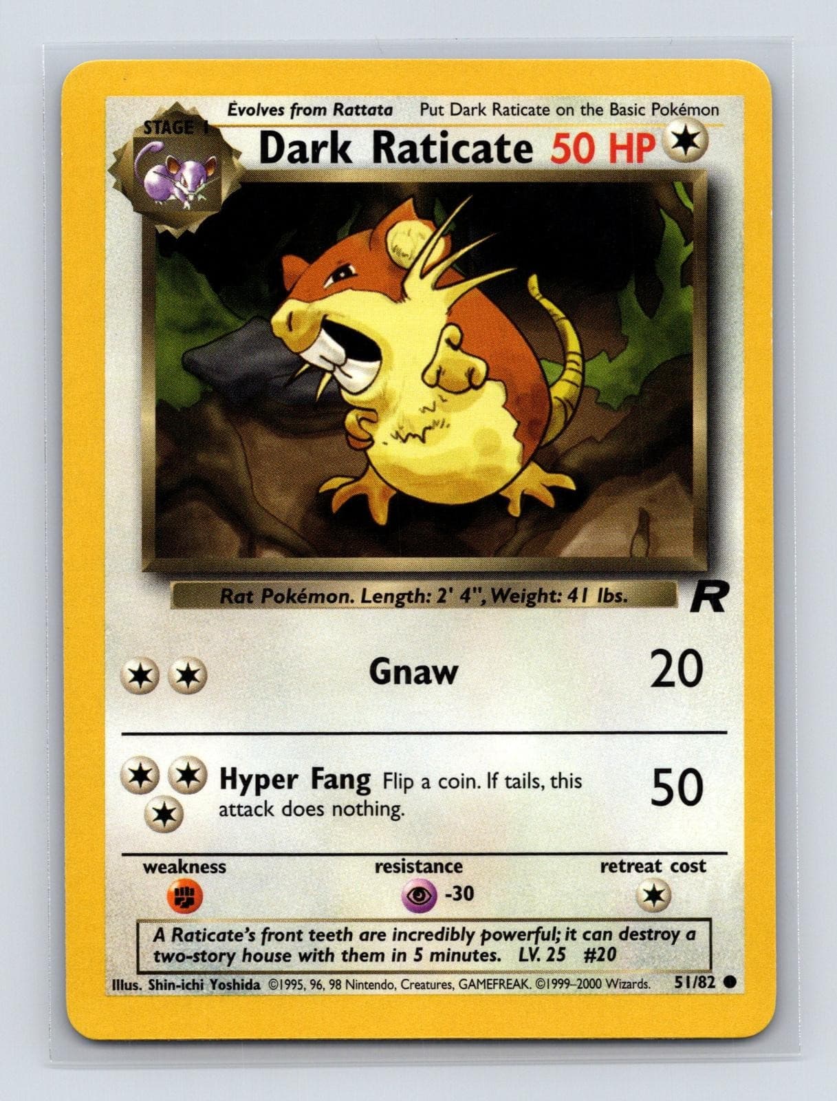 Dark Raticate 51/82 Team Rocket Unlimited Common Near Mint Pokemon