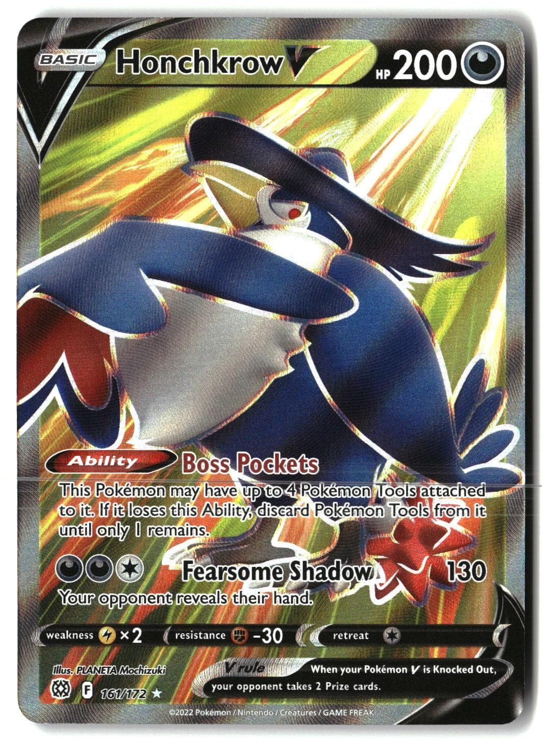 Honchkrow V 161/172 Ultra Rare Brilliant Stars Pokemon Holo Near Mint