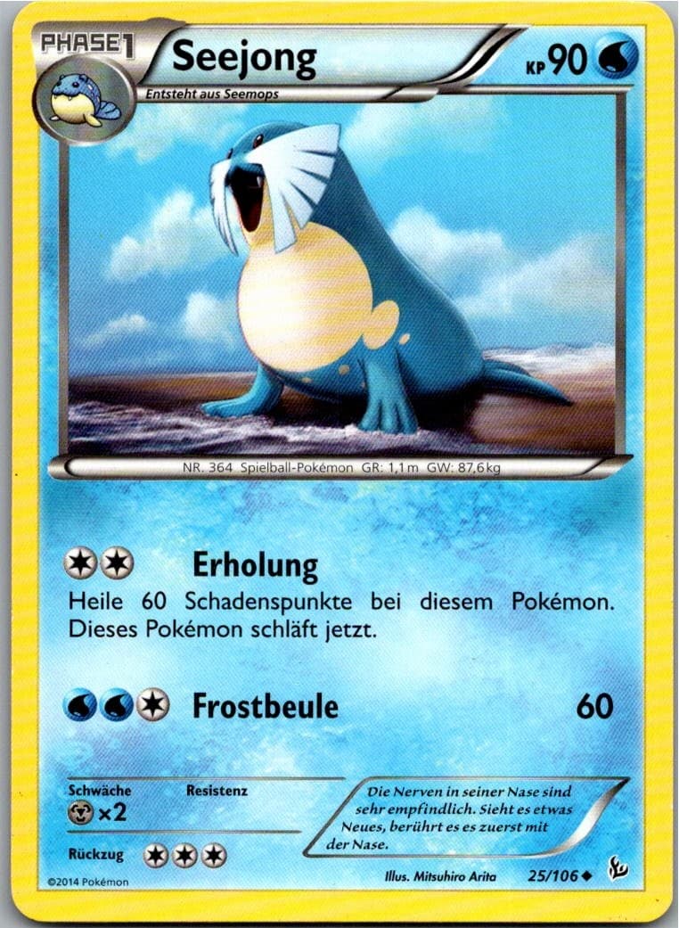 Pokemon Seejong 25/106 Flammenmeer Deutsch 2014 Karte