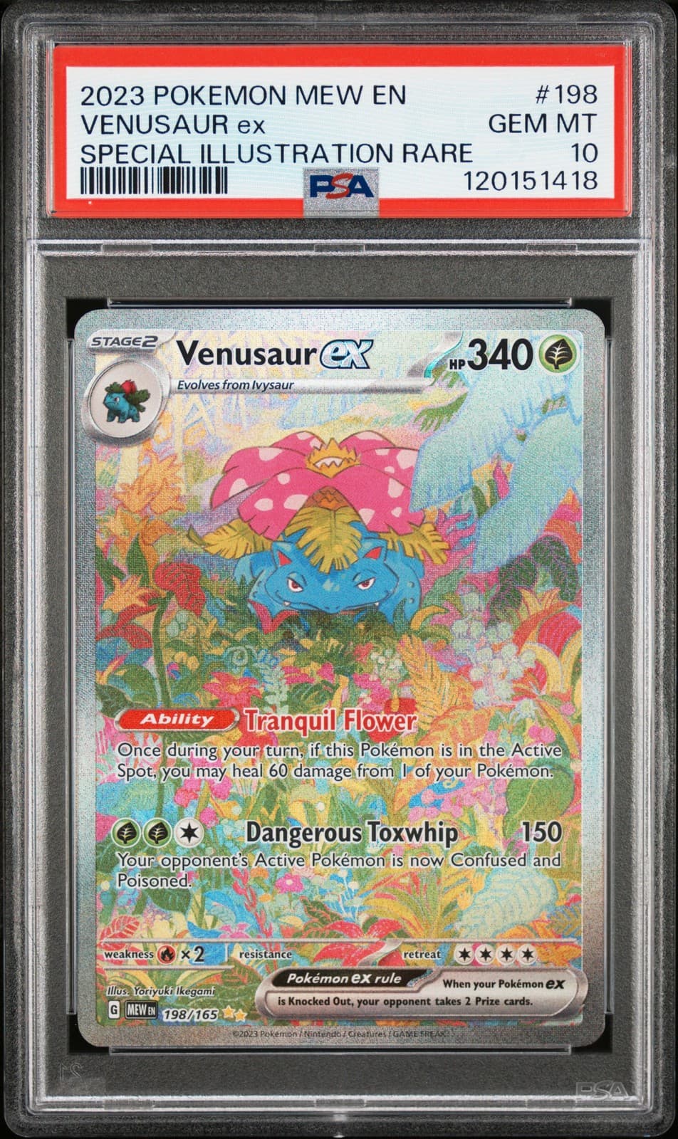 2023 POKEMON MEW EN-151 SPECIAL ILLUSTRATION RARE #198 VENUSAUR EX PSA 10
