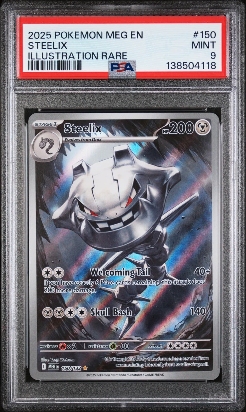 Steelix 150/132 Illustration Rare Mega Evolution Pokemon PSA 9 Mint