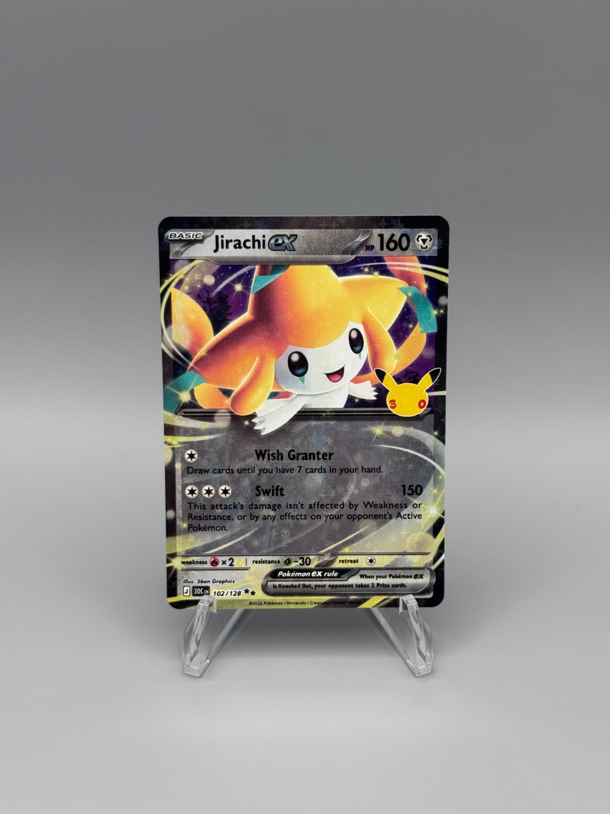 Jirachi ex 102/128 Double Rare Pokemon 30th Celebration NM Holo