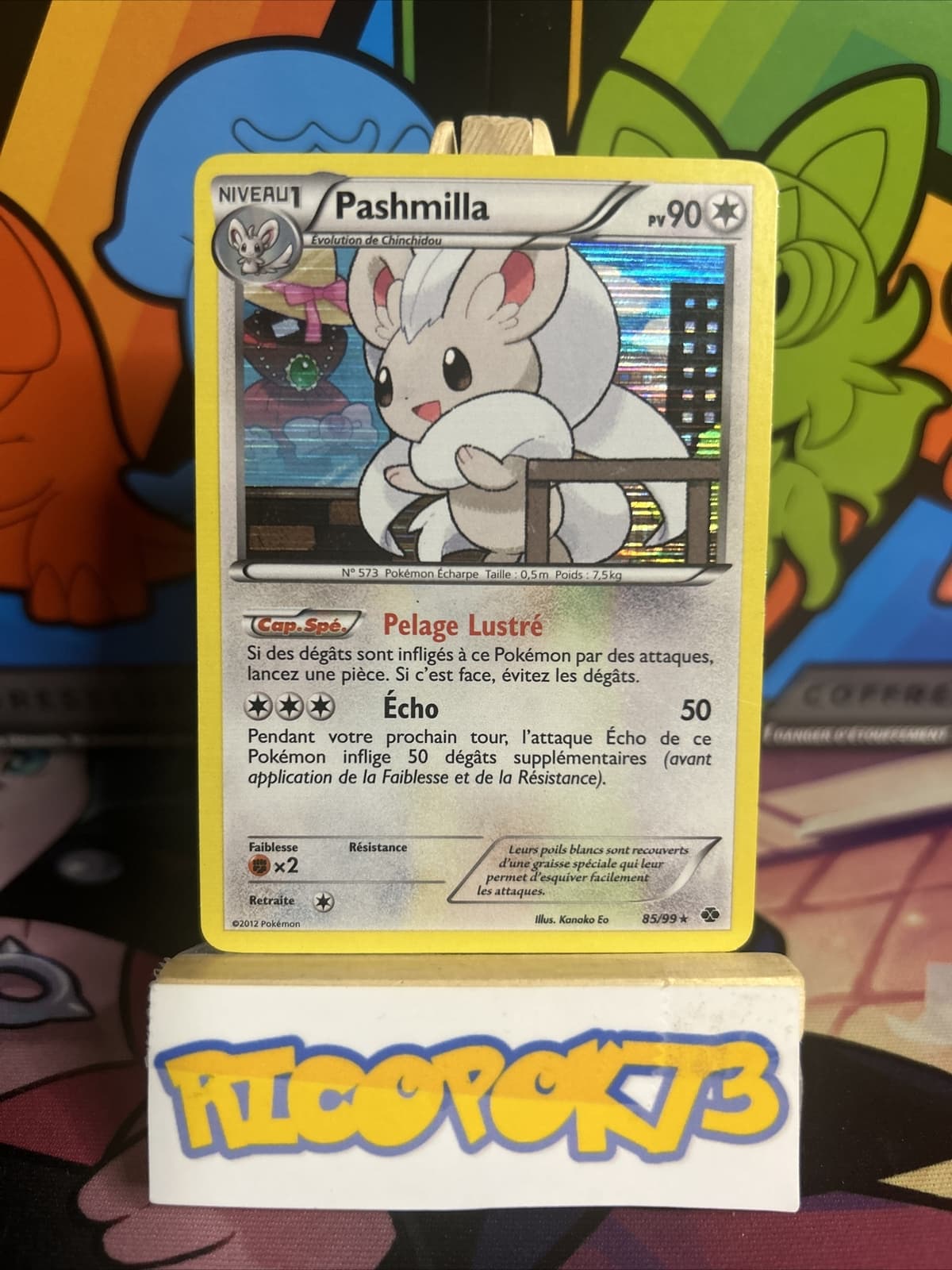 CARTE POKEMON PASHMILLA 85/99 HOLO RARE. NB DESTINEES FUTURES. FRANCE