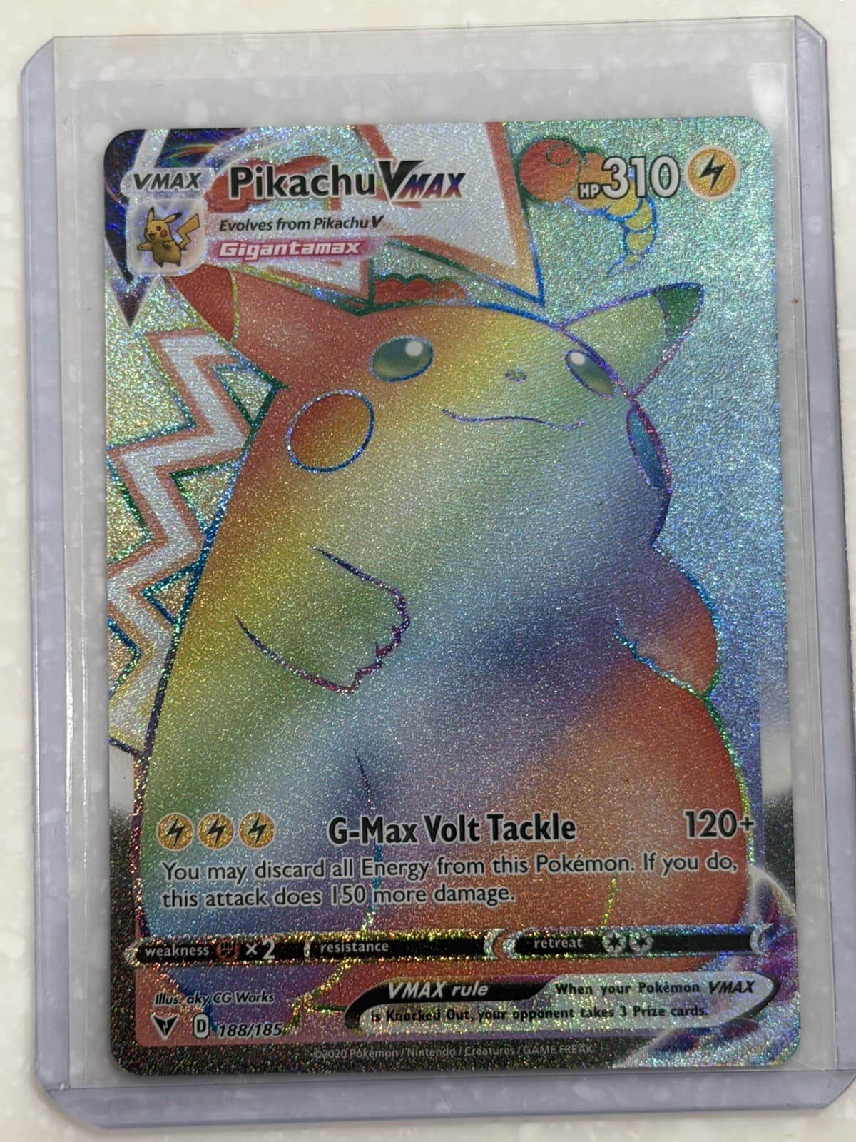 Pokemon Pikachu VMAX 188/185 Vivid Voltage Full Art Rainbow Rare Secret Rare