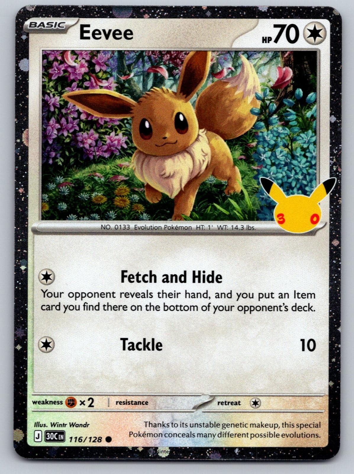 Eevee (30th Celebration) 116/128 Holo Common Blister Exclusives Pokemon NM