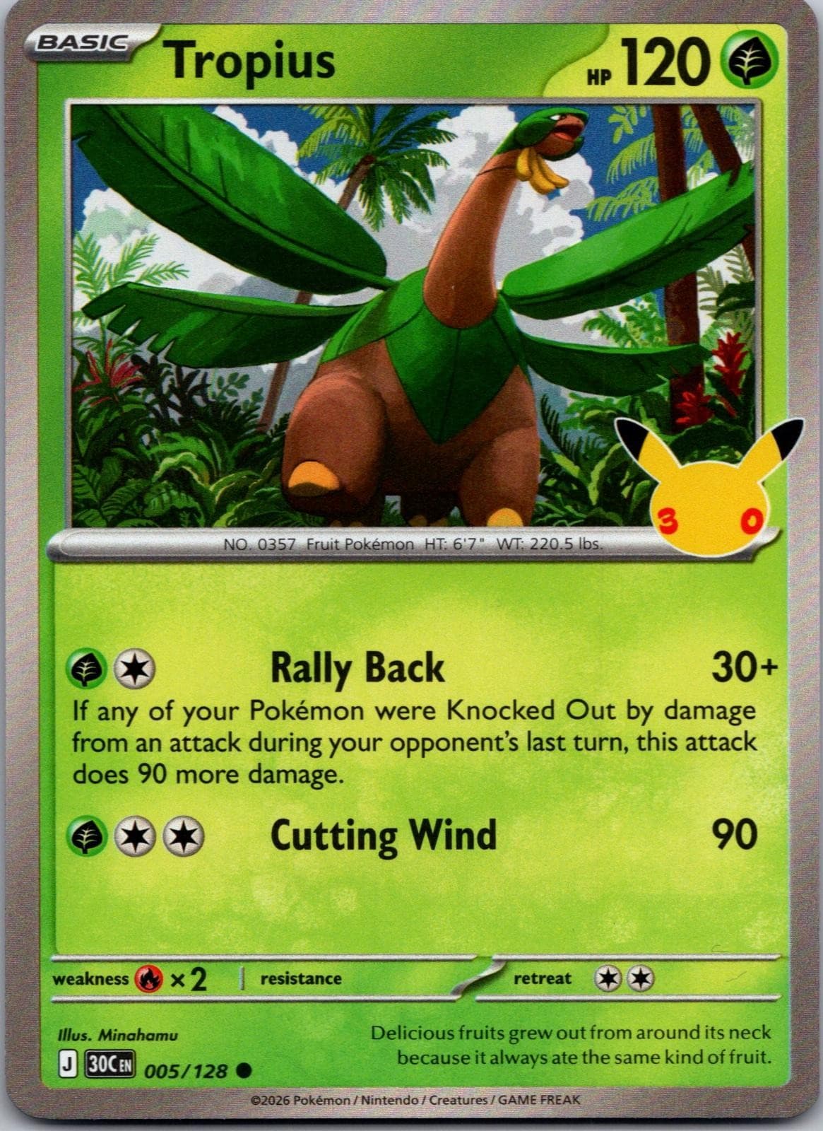 Tropius Holo ME: 30th Celebration 005/128 NM Pokemon