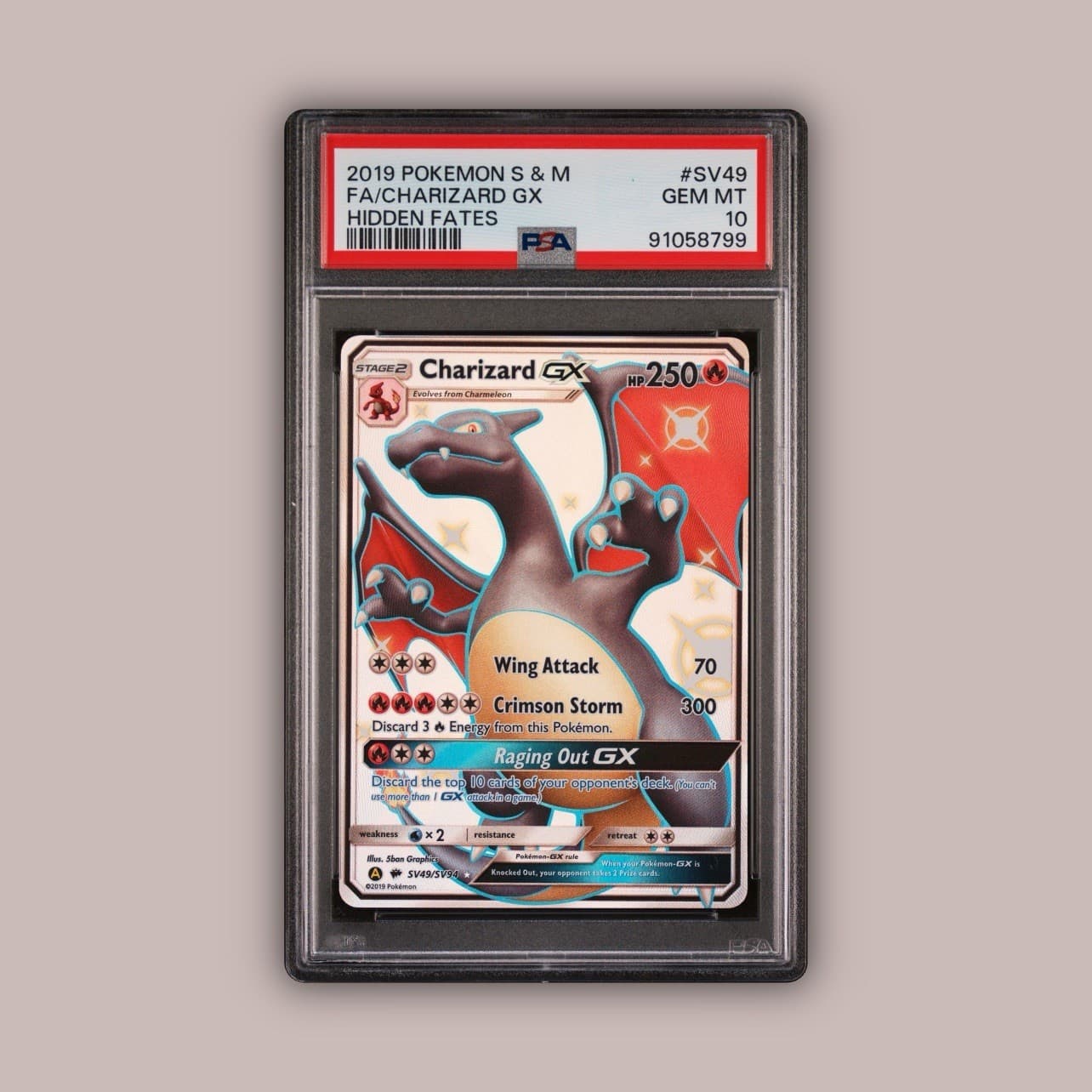 Charizard GX SV49/SV94 Hidden Fates Shiny Vault Holo Card PSA 10