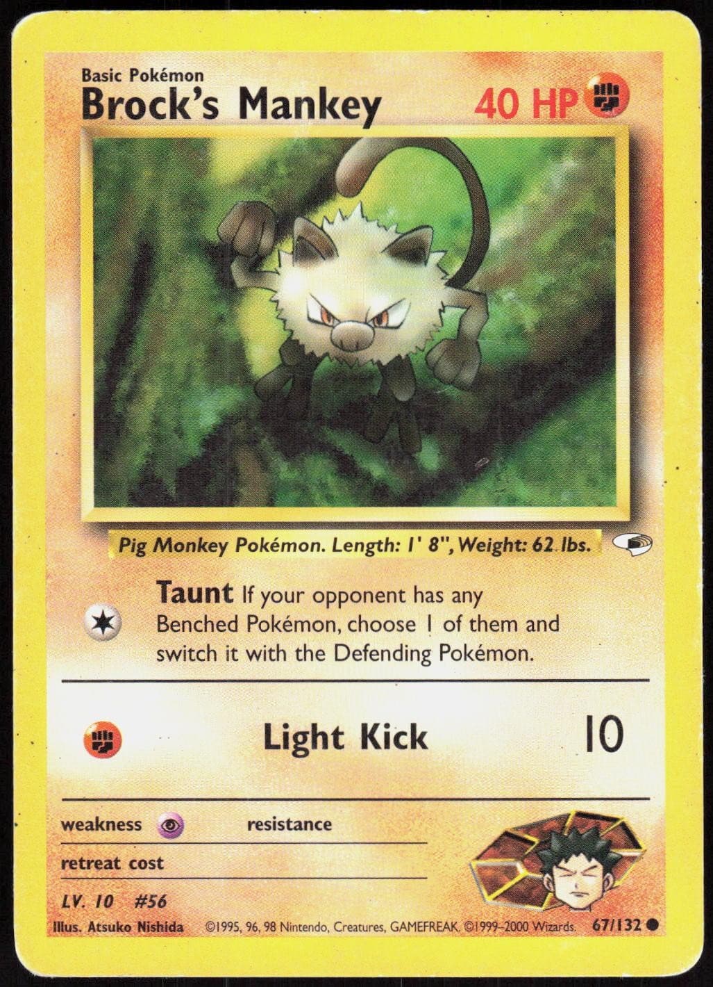 Brock's Mankey 67 Gym Heroes - Unlimited Pokemon LP (Common)