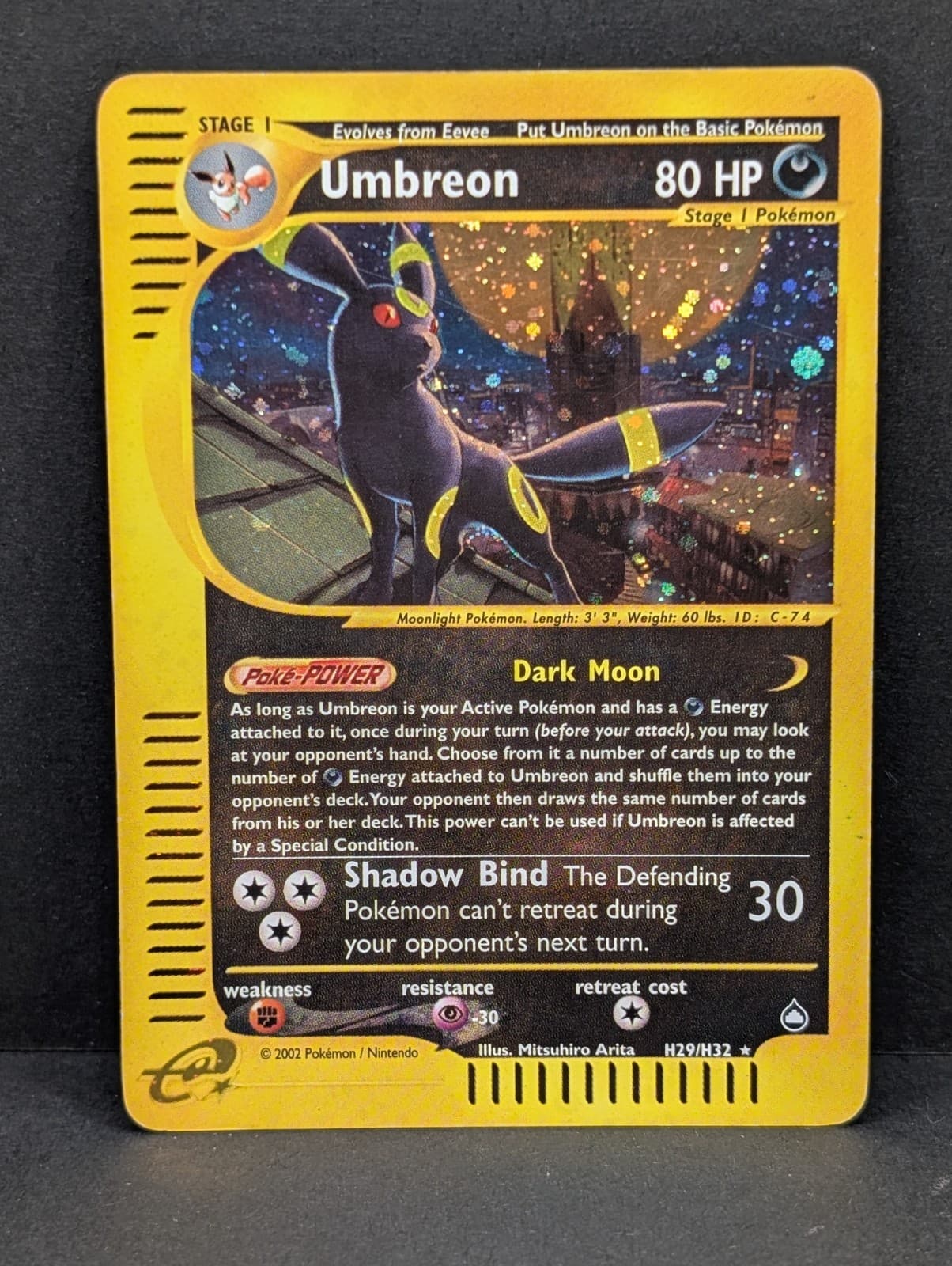 Umbreon H29/H32 Aquapolis Holo Rare Pokemon TCG Nintendo e-reader WOTC MP+