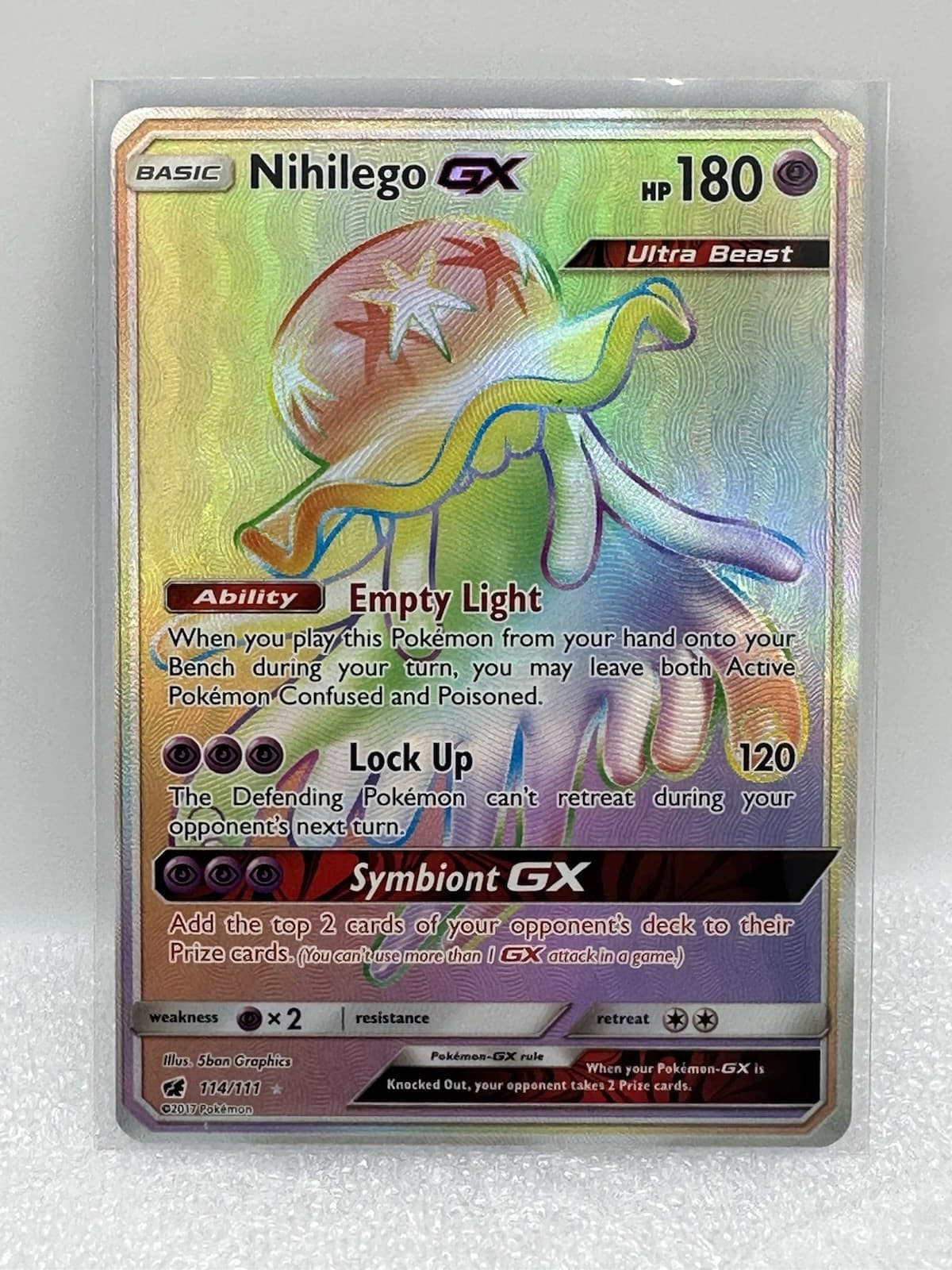 2017 POKEMON SUN & MOON CRIMSON INVASION 114 FULL ART/NIHILEGO GX SECRET