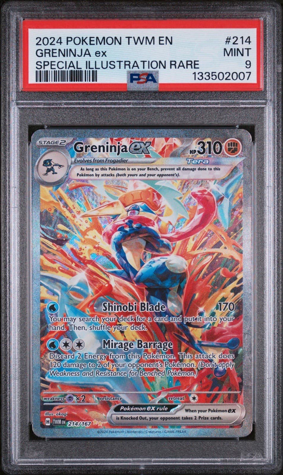 Greninja ex 214/167 Twilight Masquerade SIR PSA 9 MINT Pokemon