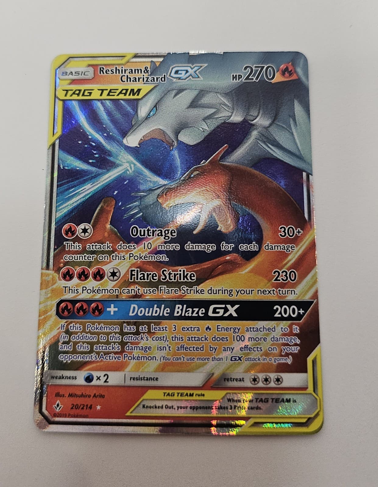 Reshiram & Charizard GX 20/214 SM Unbroken Bonds Ultra Rare Pokémon Card MP