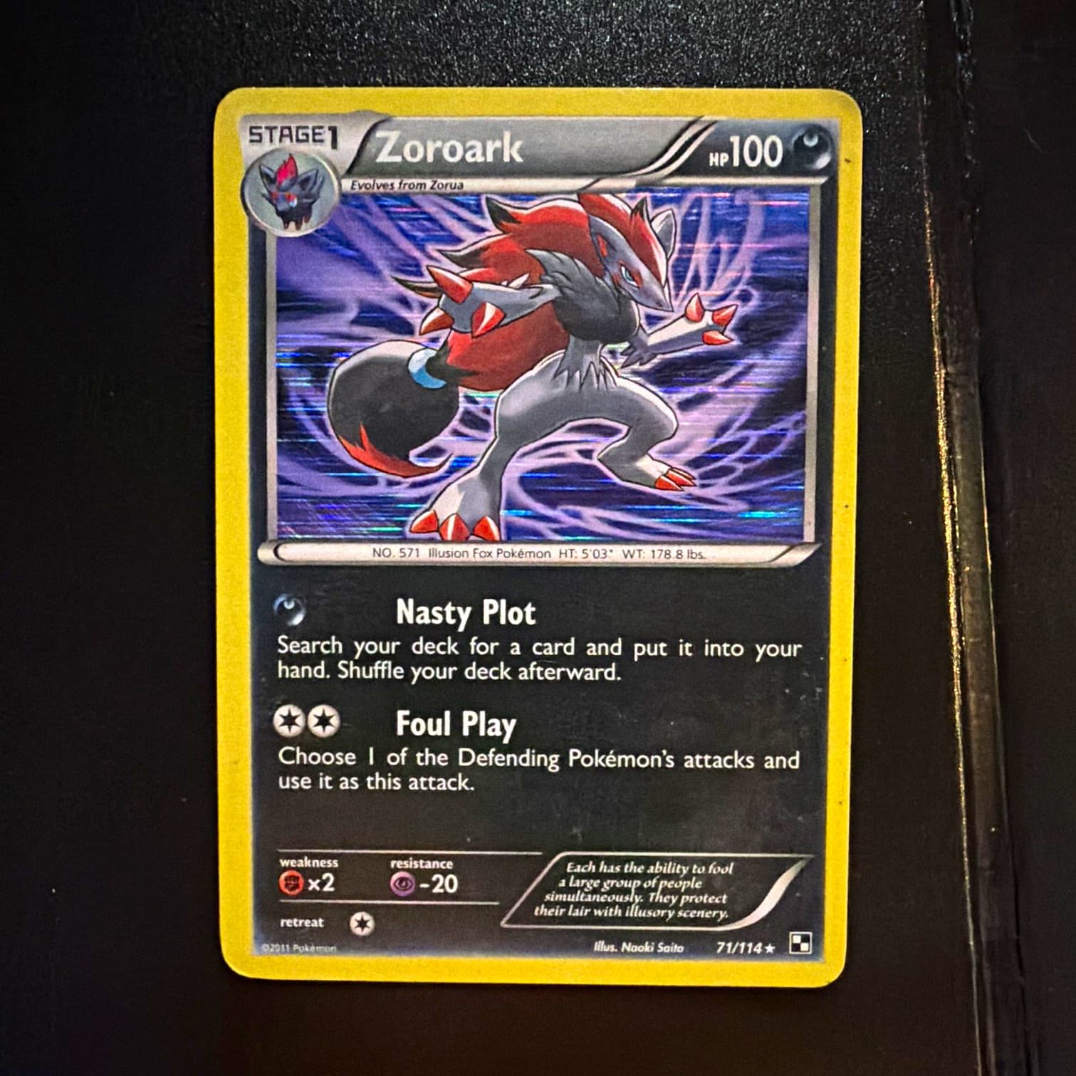 Pokémon TCG Zoroark Black & White 71/114 Holo Rare 100 HP Stage 1 English
