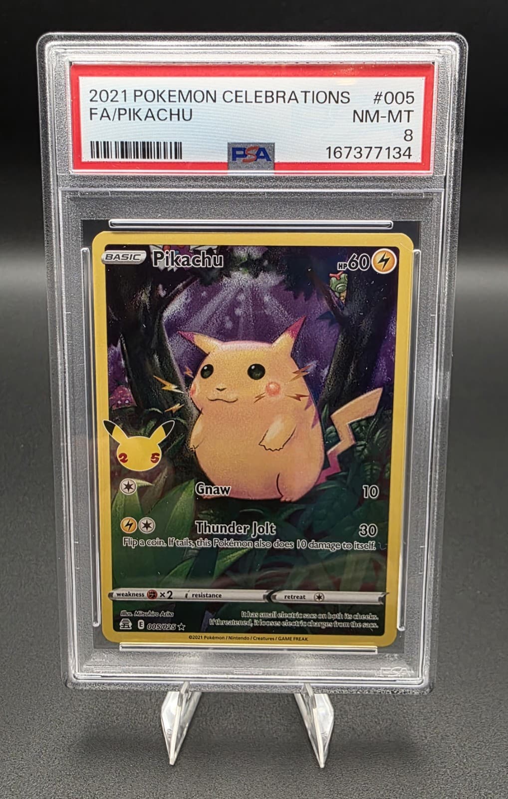 Pokémon TCG Celebrations Pikachu 005/025 25th Anniversary Holo PSA 8