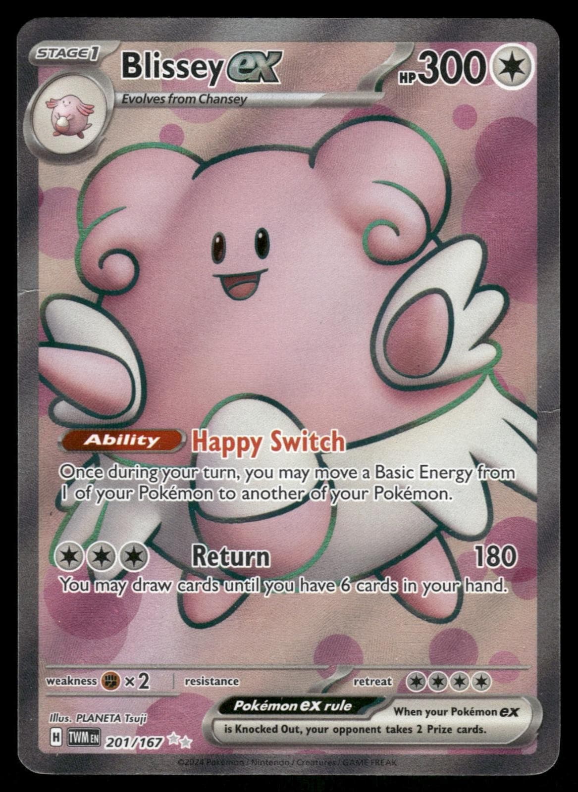 Blissey ex 201/167 Ultra Rare Twilight Masquerade Pokemon Holo Near Mint