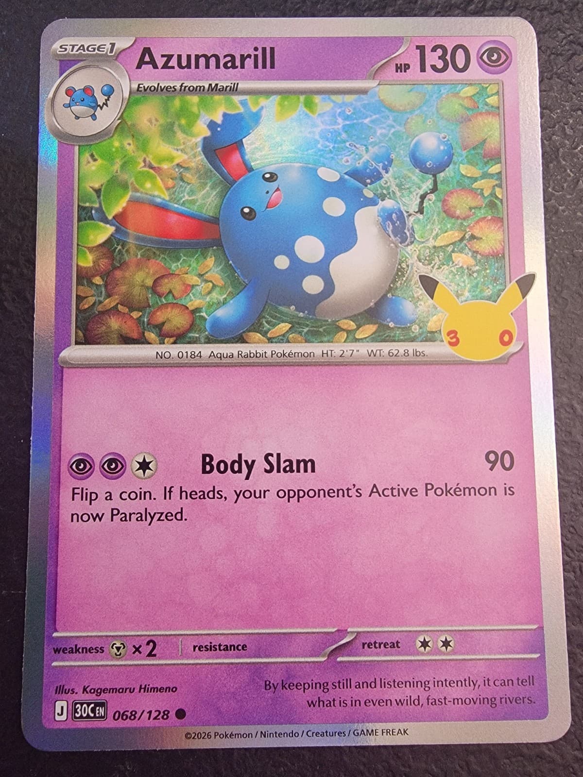 Pokemon TCG 30th Anniversary Celebration Azumarill 068/128