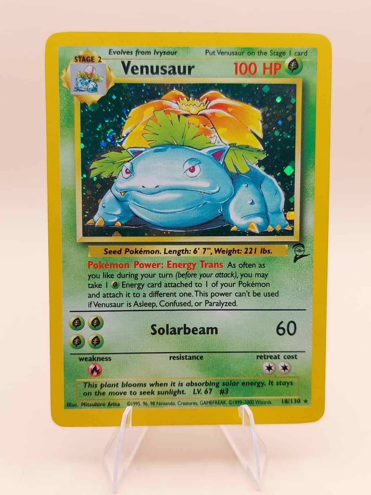 Venusaur Base Set 2 Holo Rare No. 18/130 Pokemon Card - 2000 SWIRL