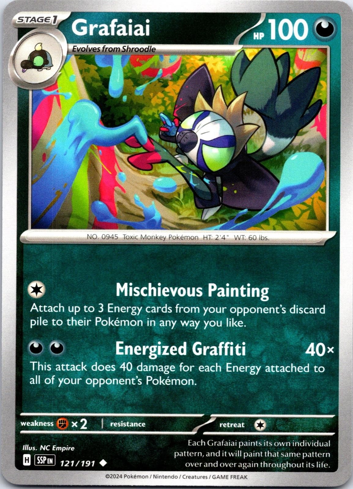 Grafaiai 121/191 Uncommon Surging Sparks Pokemon NM