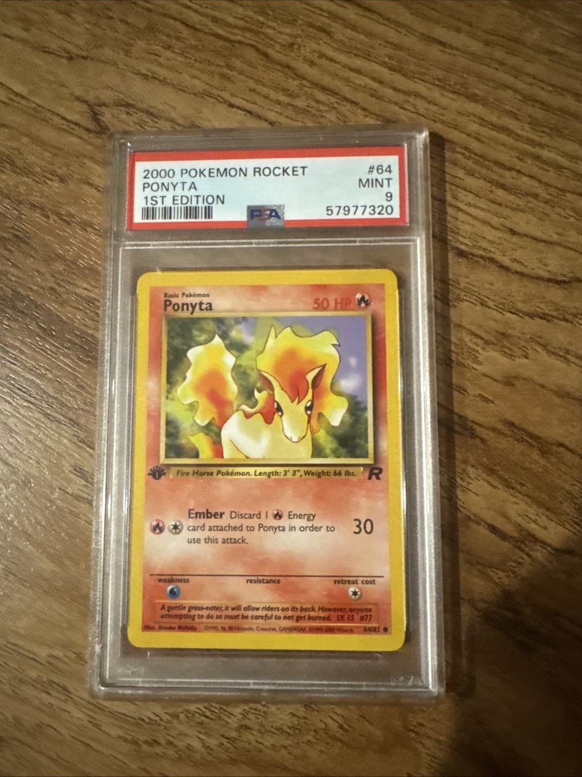 2000 Pokemon Team Rocket 1st Edition Ponyta 64/82 PSA 9 Mint
