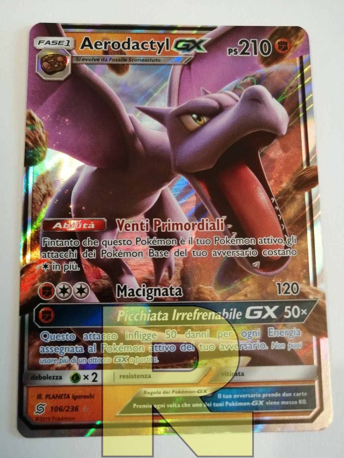 Aerodactyl GX ® Sintonia Mentale 106/236 ® Rara Holo Foil ® Pokemon ® Italiano