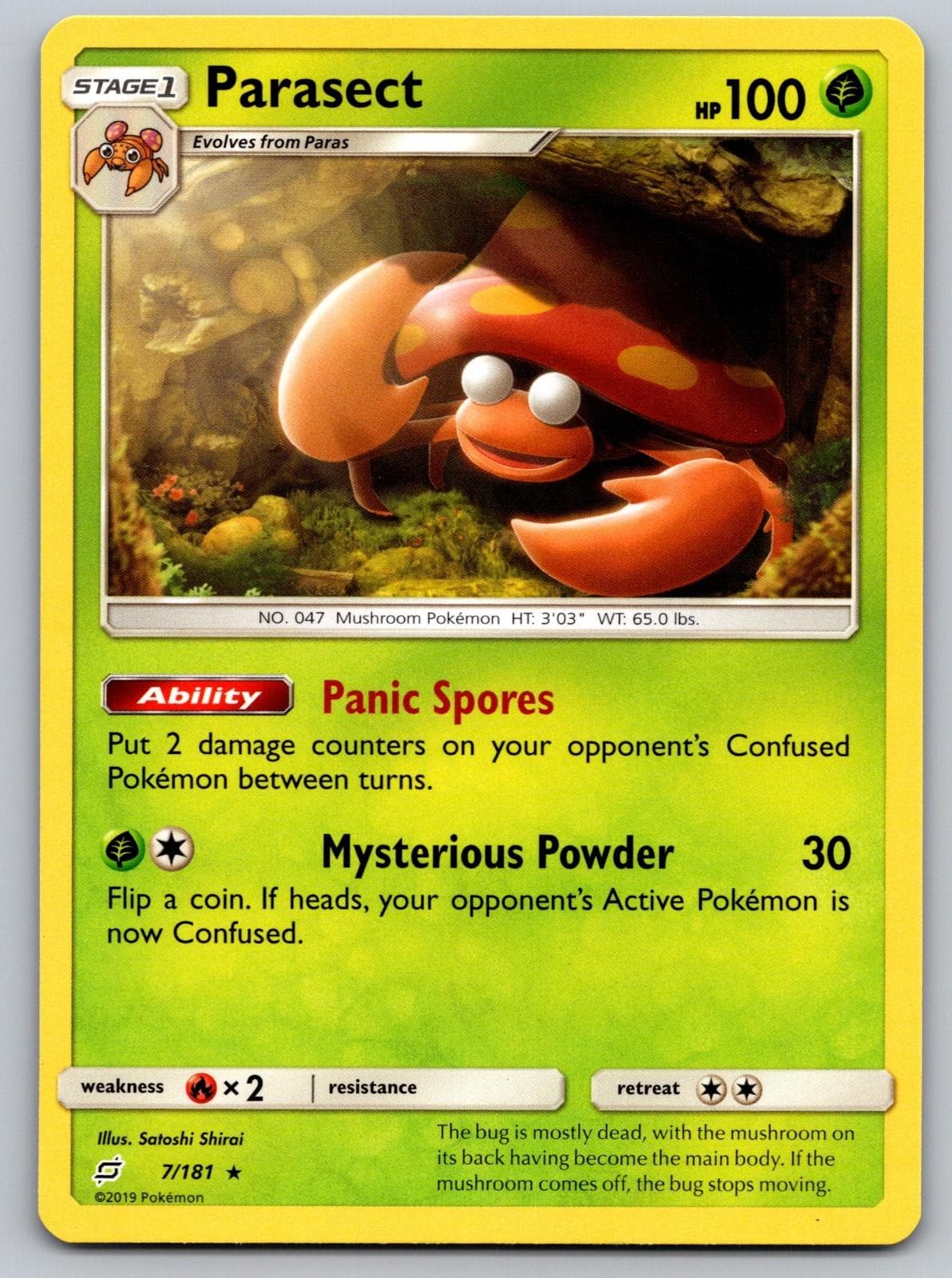 Parasect 7/181 Rare Team Up Pokemon Near Mint