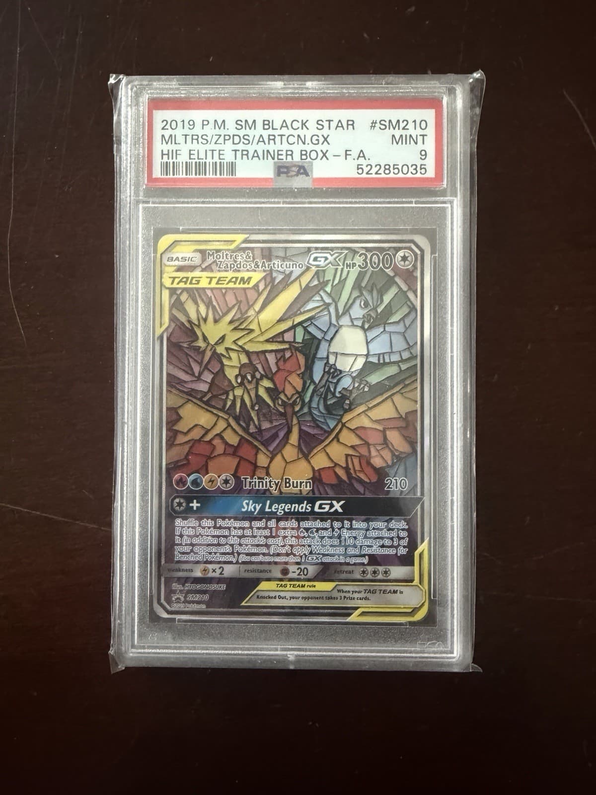 Pokemon 2019 Moltres & Zapdos & Articuno GX SM210 Full Art Hidden Fates PSA 9