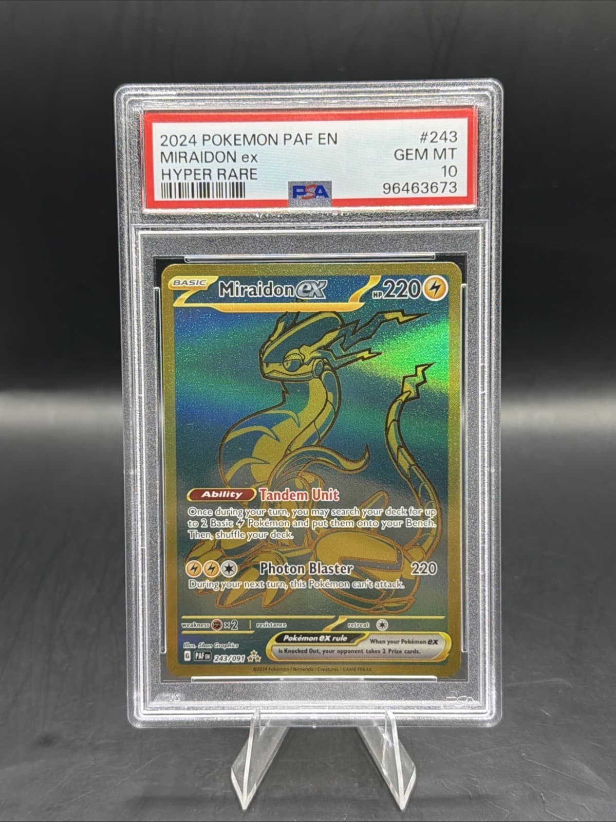 2024 Pokemon PAF EN-PALDEAN FATES Hyper Rare Miraidon EX 243/091 PSA 10 Gem Mint