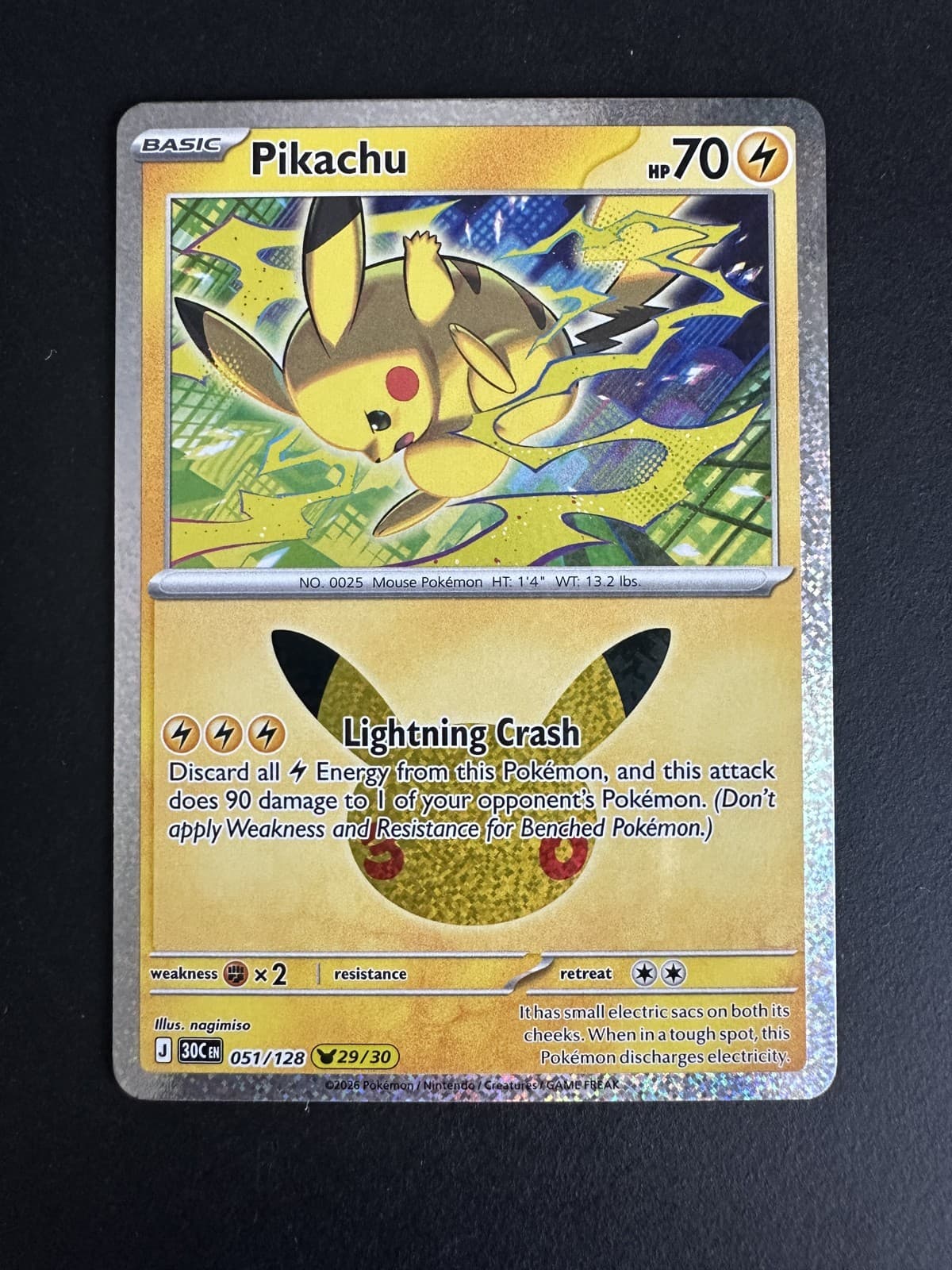 Pikachu 30th Celebration #51/128 Holo Pokemon TCG English