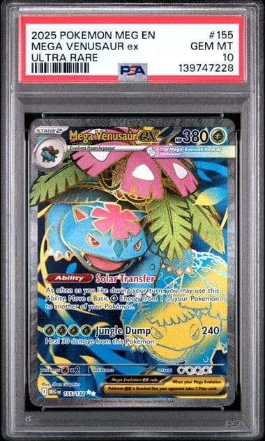 Pokemon TCG 2025 ME01 Mega Evolution Mega Venusaur EX 155/132 UR Holo PSA 10