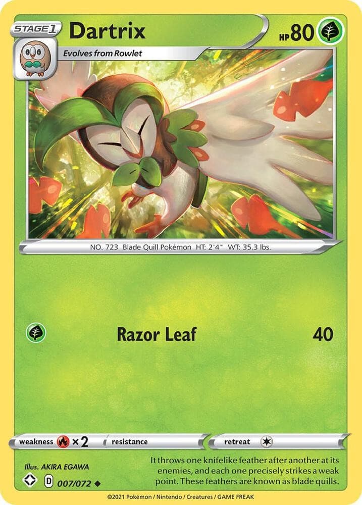 Dartrix 7/072 Uncommon Shining Fates Pokemon NM/LP