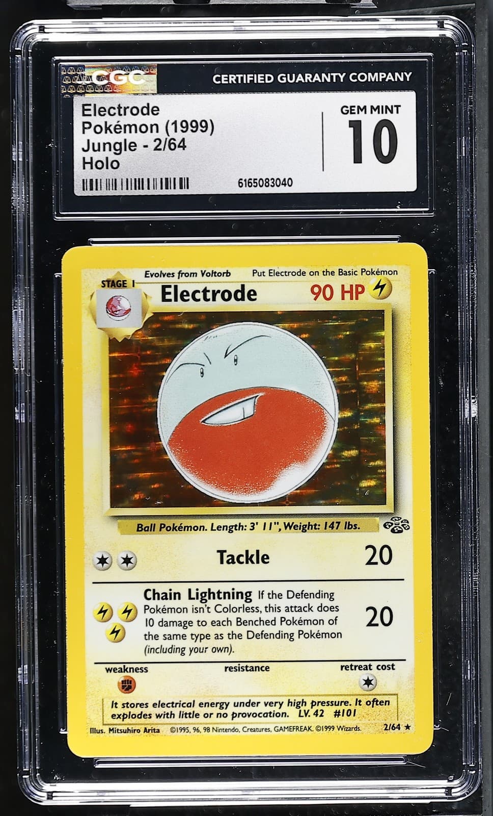 CGC 10 GEM MINT Electrode 2/64 Jungle Holo Pokemon Card