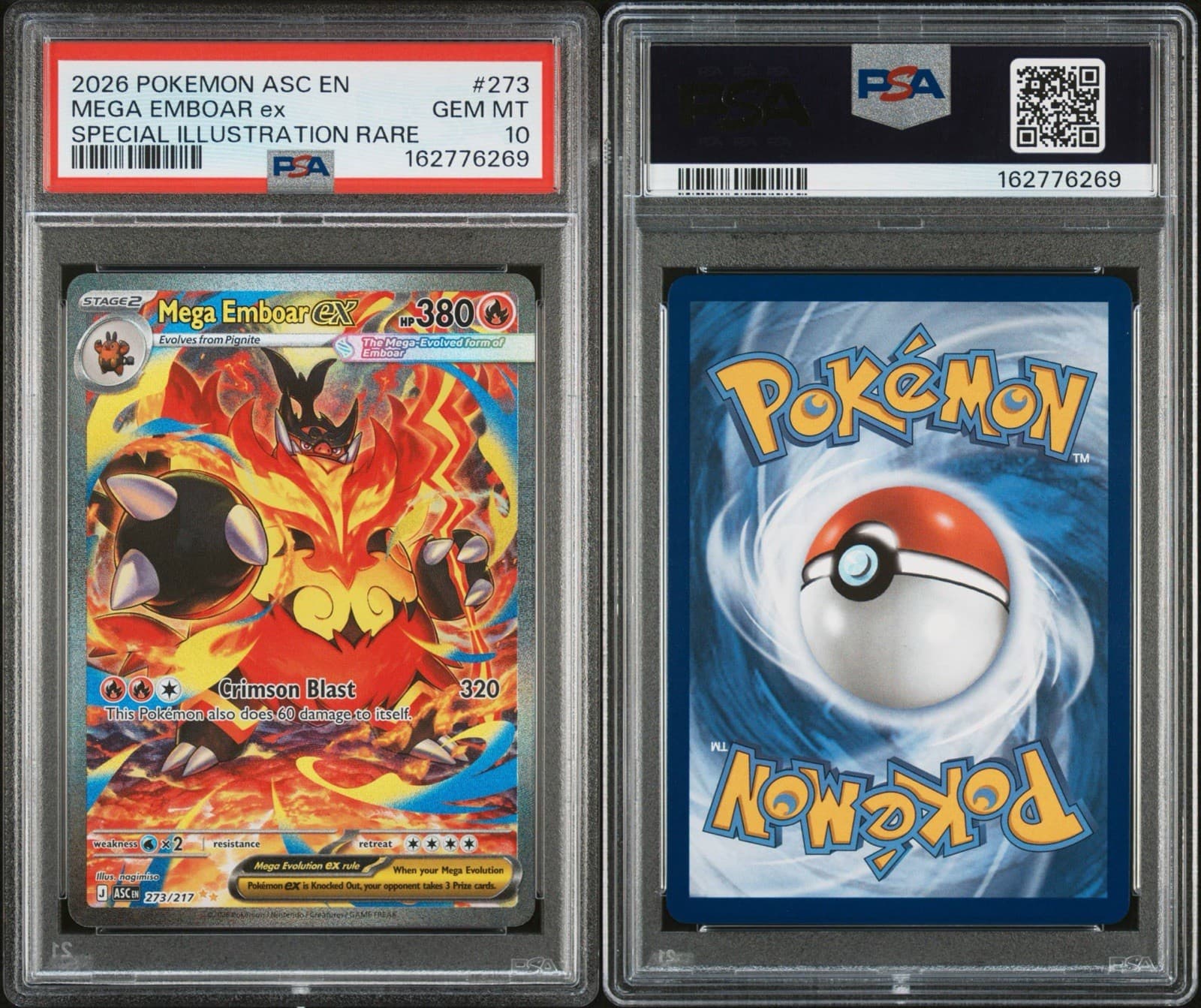 2026 Pokemon ME Ascended Heroes Mega Emboar ex SIR 273/217 PSA 10 Gem Mint