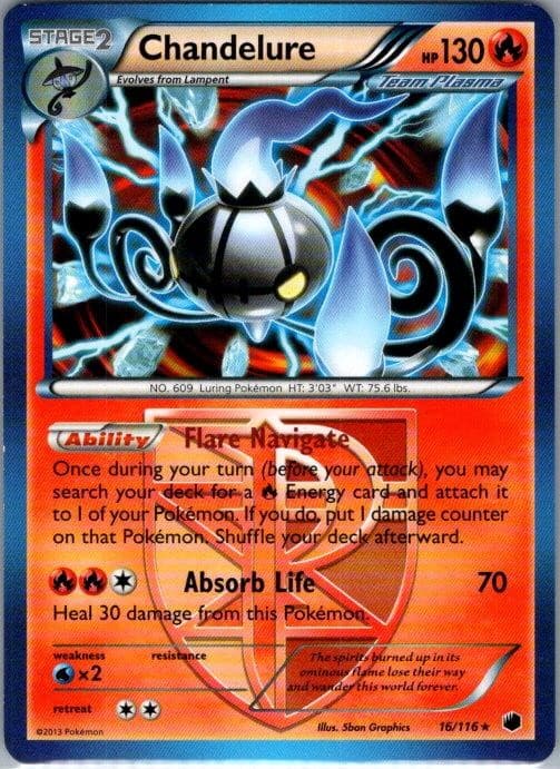 Chandelure 16/116 Holo Rare Plasma Freeze Pokemon NM AA-40