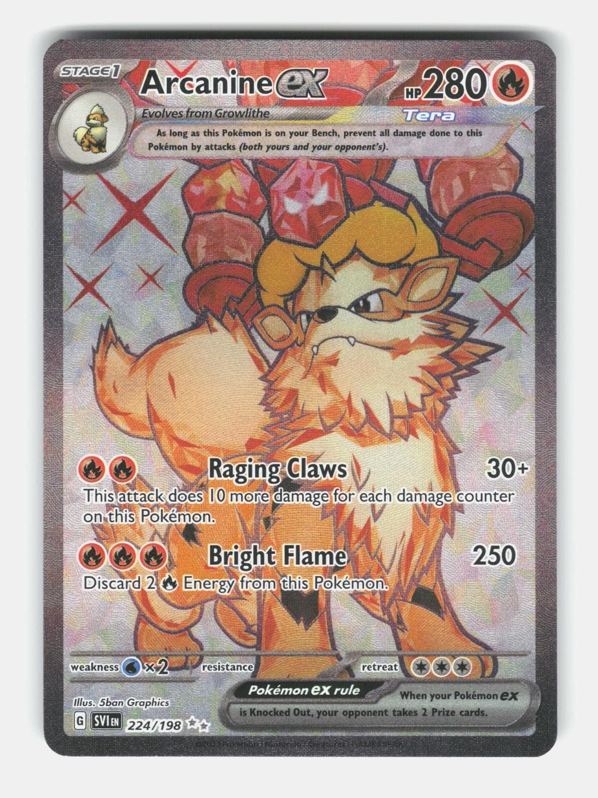 Arcanine ex 224/198 Ultra Rare Scarlet & Violet Pokemon Holo Near Mint