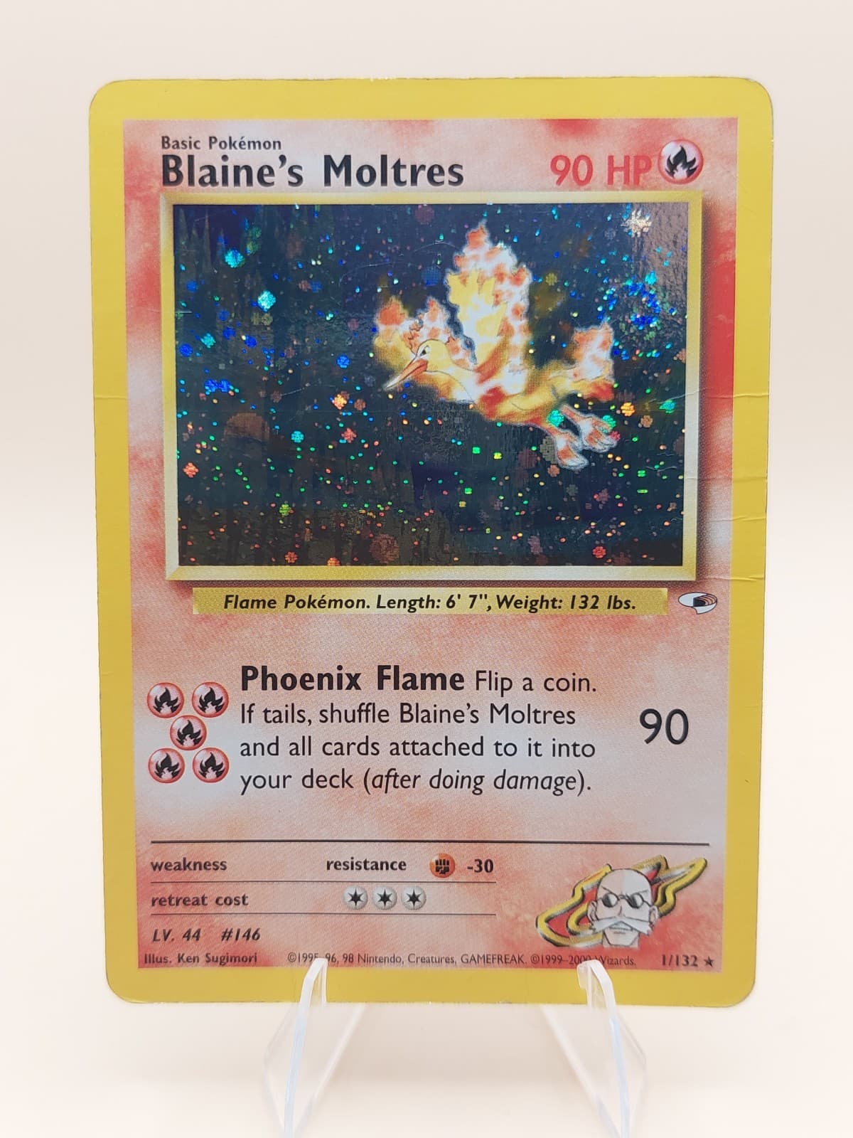 Blaine's Moltres Gym Heroes Holo Rare No. 1/132 Pokemon - 2000 SWIRL