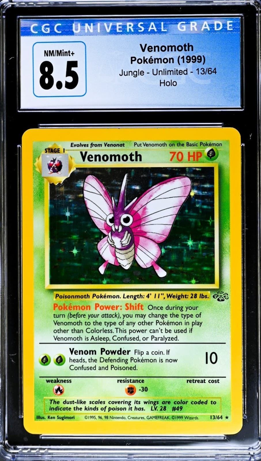 Pokémon TCG Jungle Venomoth Holo Rare Unlimited 13/64 CGC 8.5 1999 HP 70