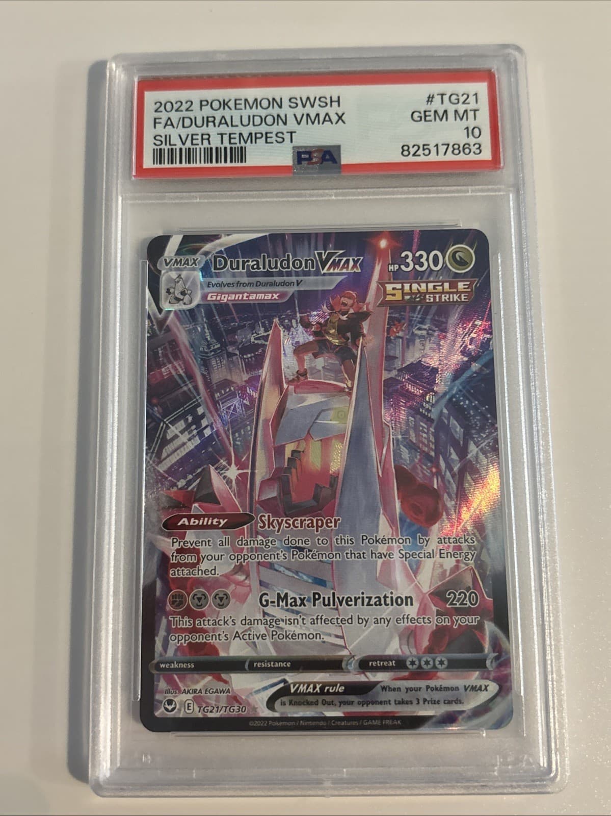 2022 Pokemon SWSH Silver Tempest #TG21 Duraludon Vmax PSA 10 Full Art Holo