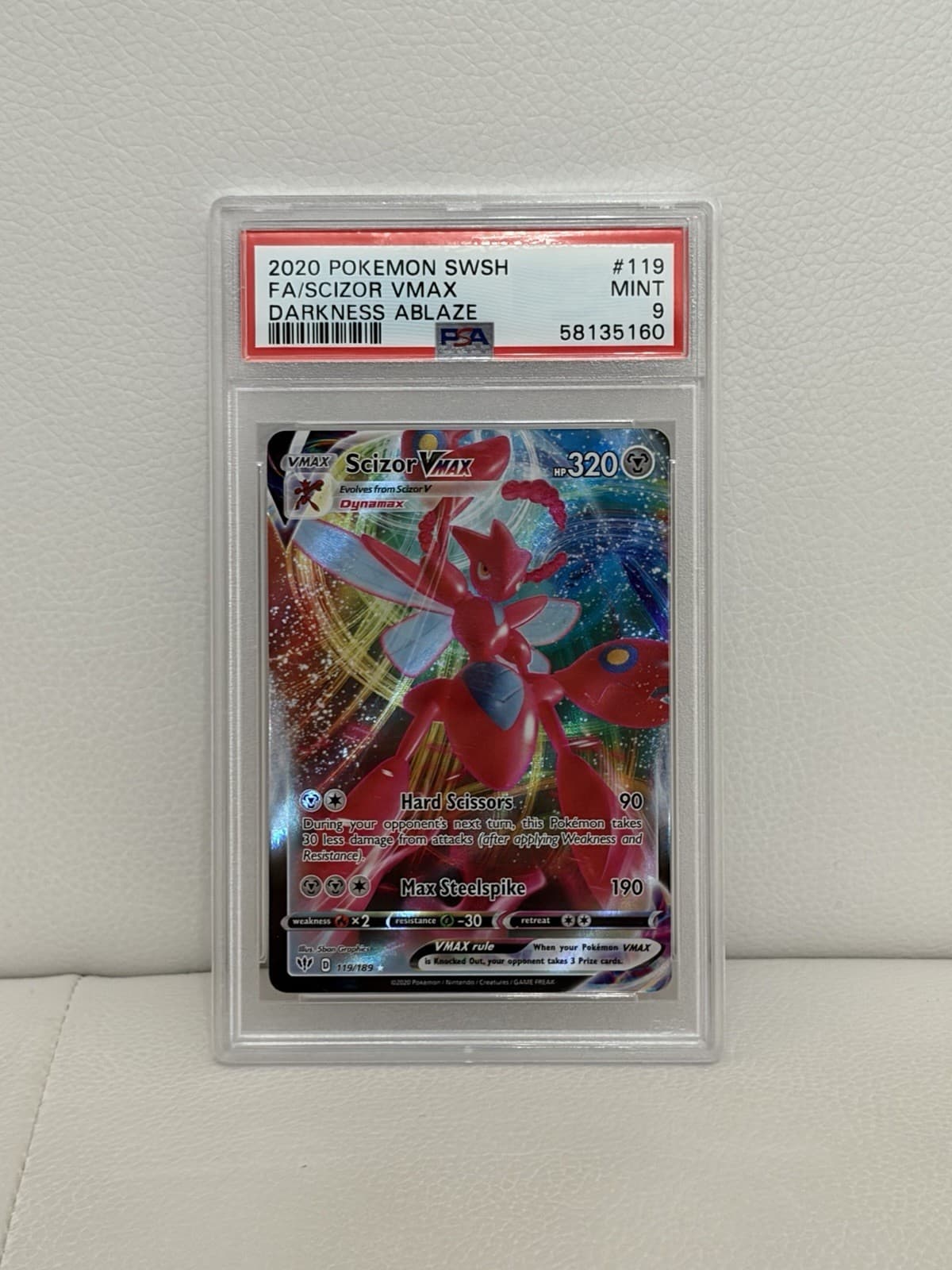 PSA 9 Mint Pokémon Scizor VMAX Darkness Ablaze #119