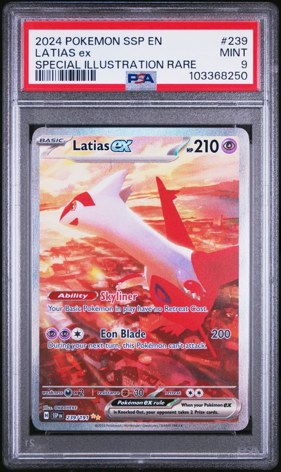 Latias Ex Surging Sparks Special Illustration Rare 239/191 Pokemon TCG PSA 9