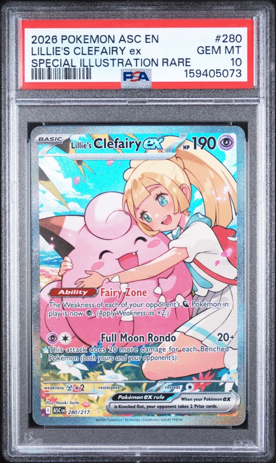 2026 POKEMON ASC SPECIAL ILLUSTRATION RARE #280 LILLIE'S CLEFAIRY EX PSA 10