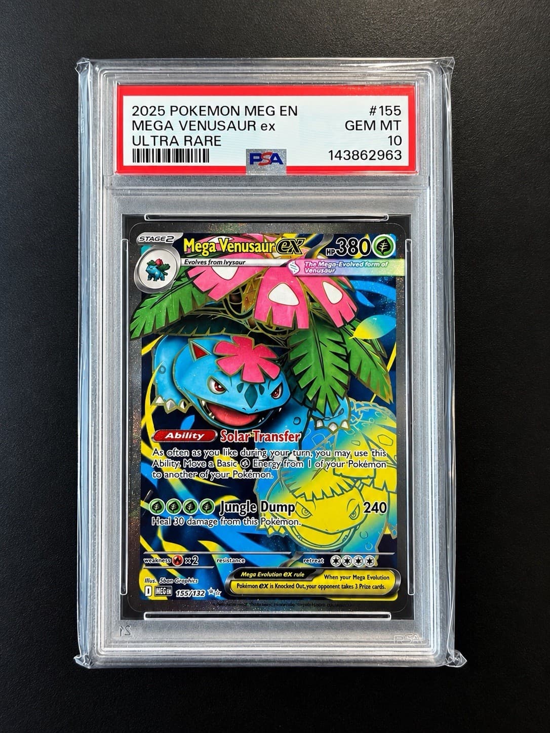 Pokemon TCG 2025 ME01 Mega Evolution Mega Venusaur EX 155/132 UR Holo PSA 10