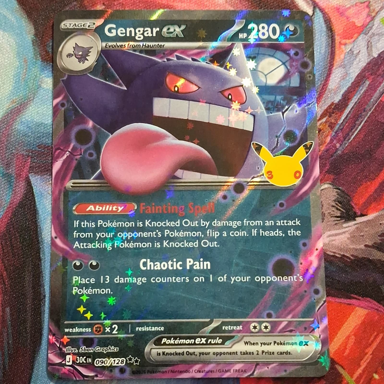 Gengar EX 90/128 30th Celebration Holo English Pokemon TCG