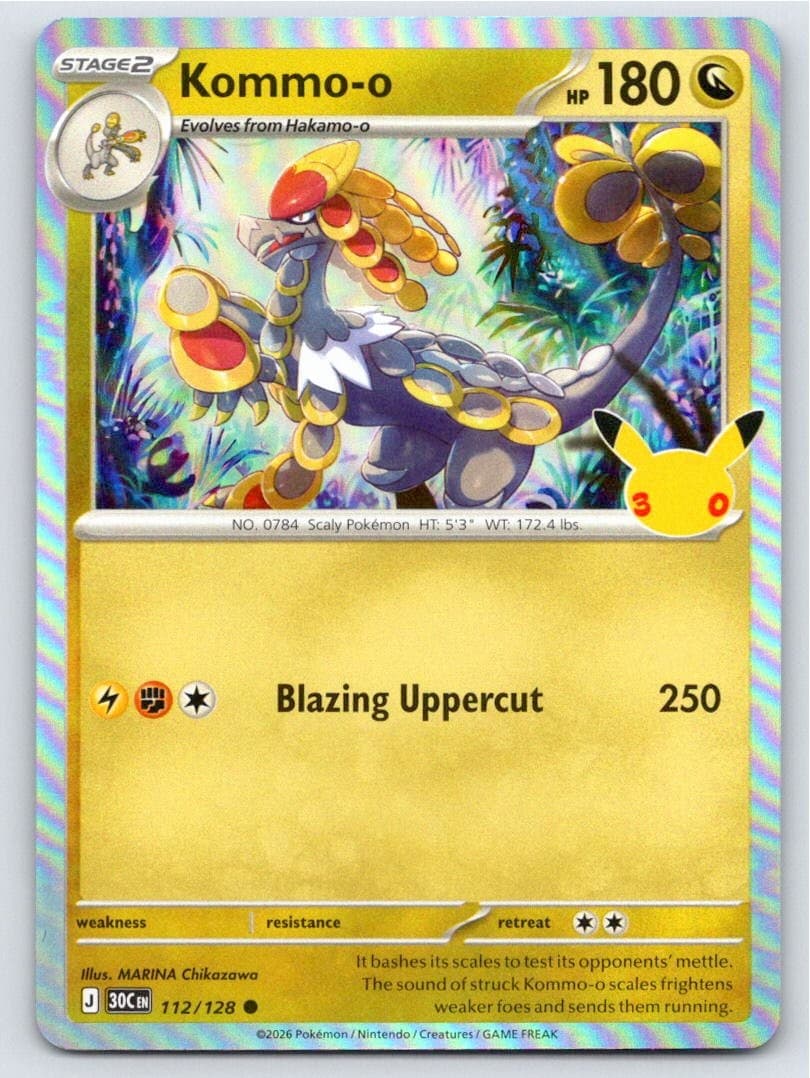 2026 POKEMON ME: 30TH CELEBRATION KOMMO-O 112/128 HOLO NM A102036 FREE S&H
