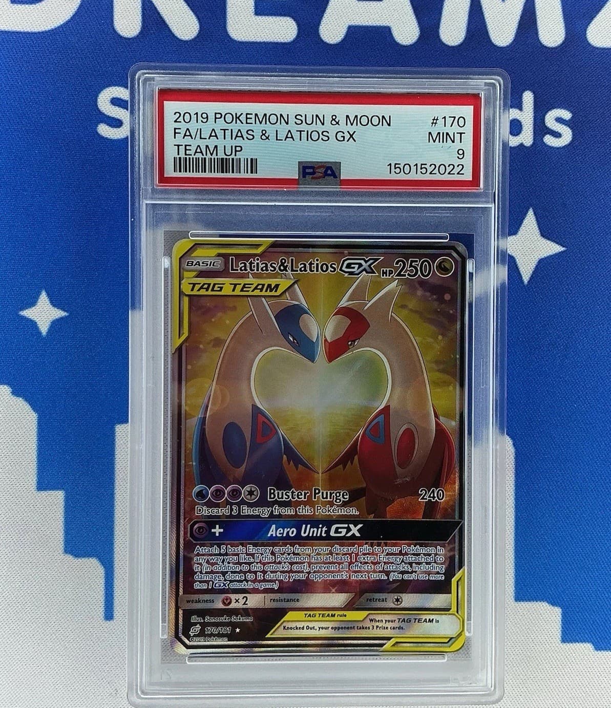 Pokemon 2019 Latias & Latios GX 170/181 Alt Art Team Up PSA 9
