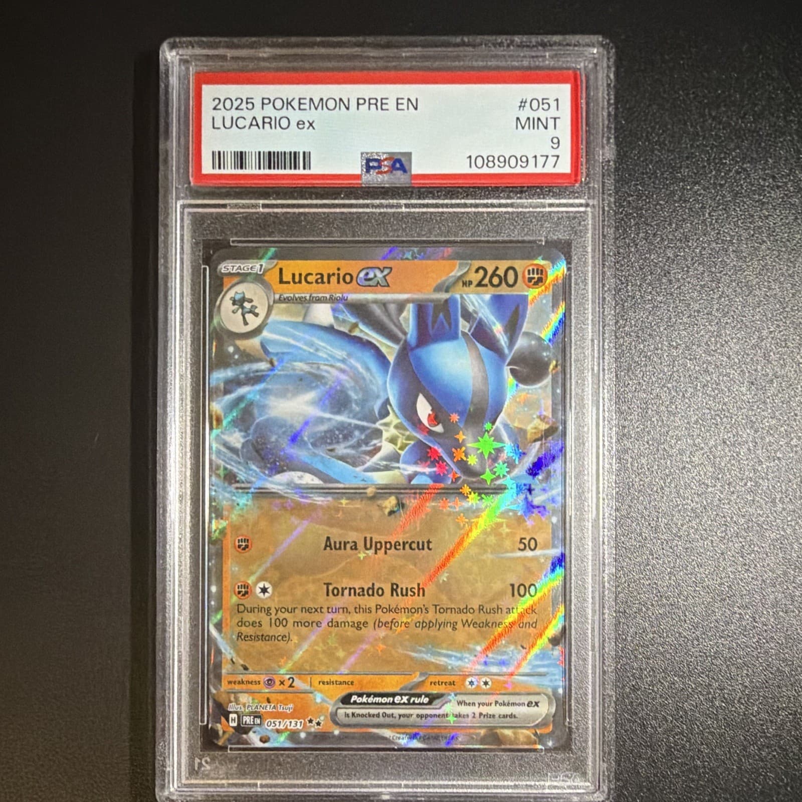 Pokemon TCG Lucario ex 051/131 Prismatic Evolutions Holo PSA 9