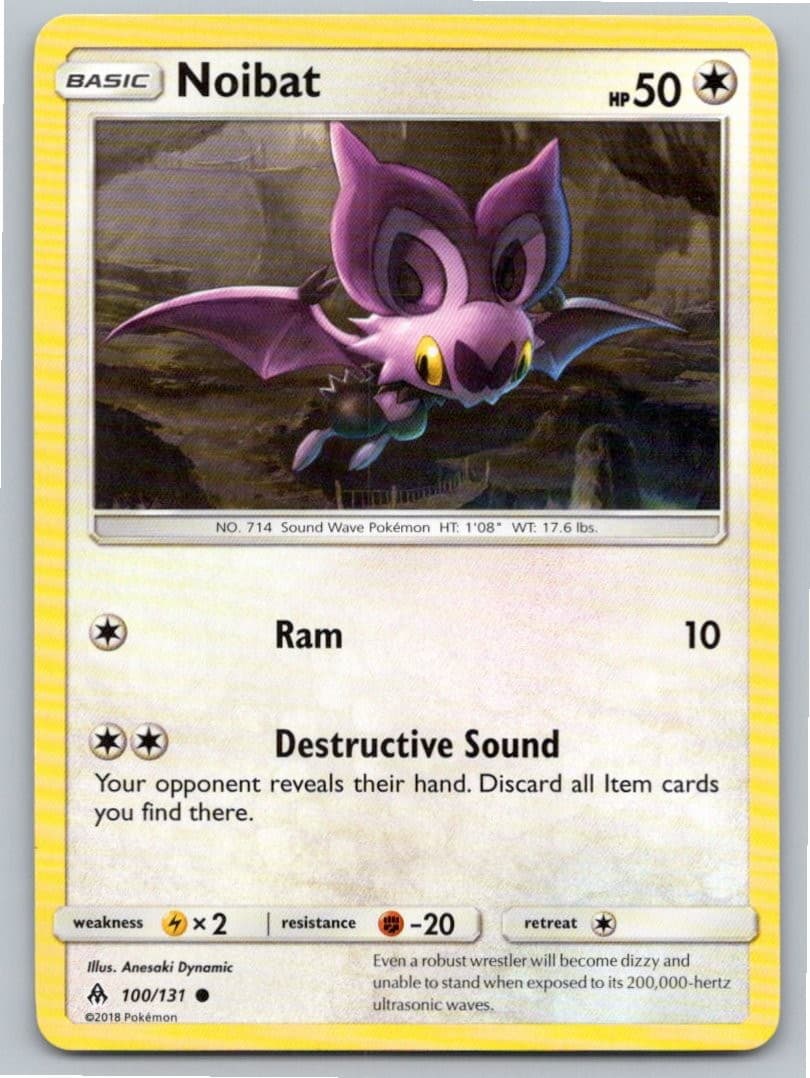 2018 POKEMON NOIBAT FORBIDDEN LIGHT 100/131 C NM A66835 FREE S&H