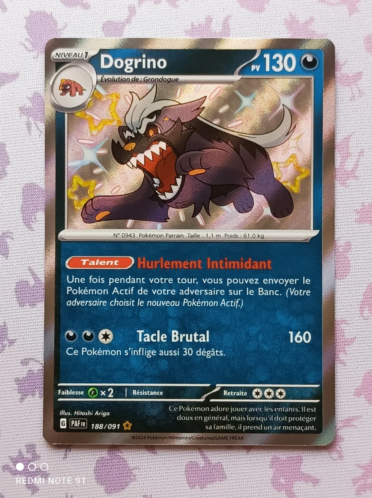Carte Pokemon Dogrino 188/091 - Écarlate et Violet Destinées de Paldea