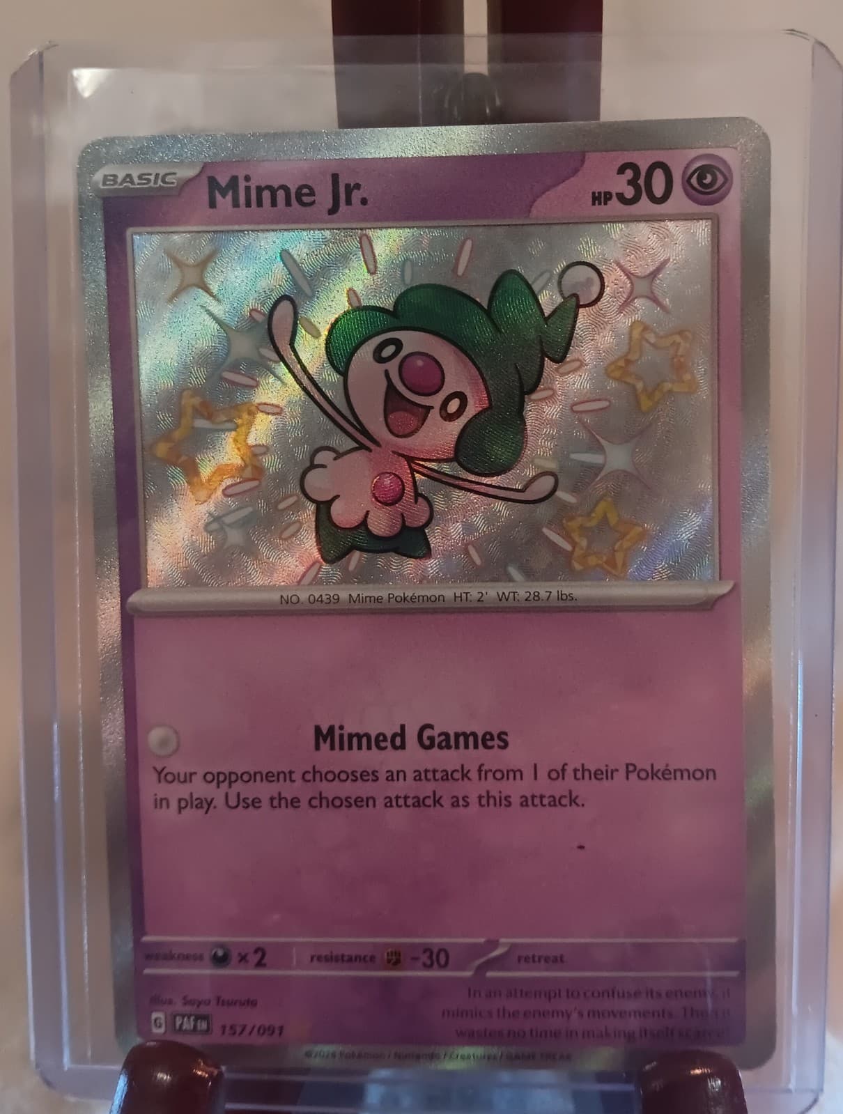 Mime Jr. **Shiny Rare** 157/091 SV: Pokemon Paldean Fates Holo NM/M